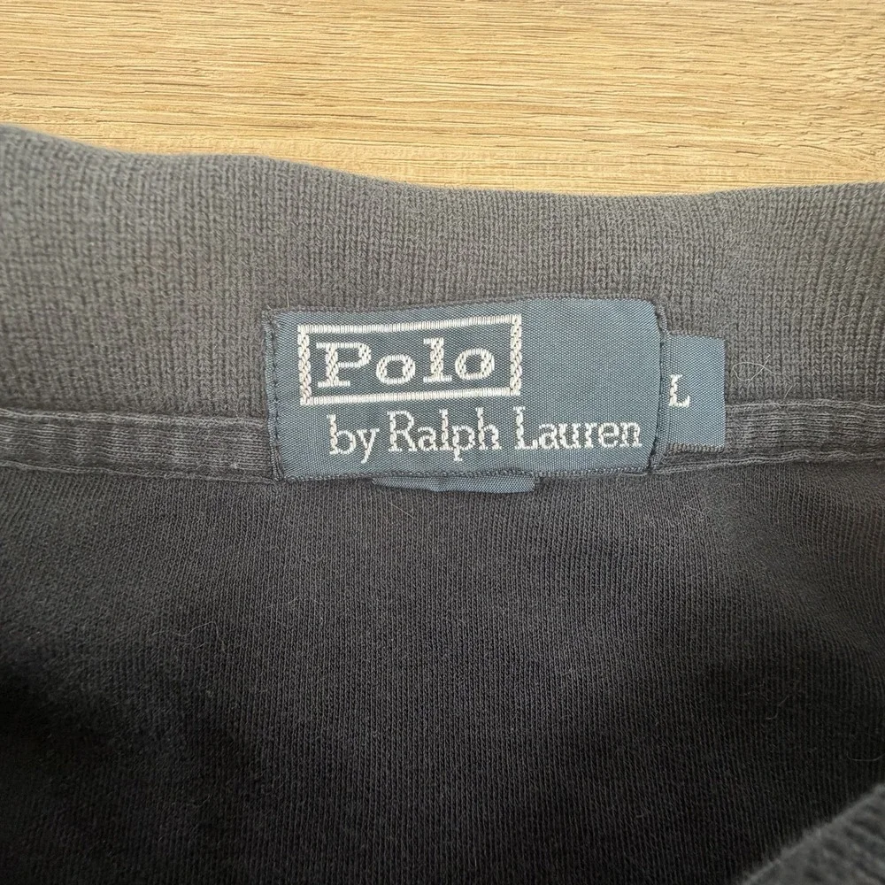 Ralph Lauren Polo‎ Shirt Mens Large Black Long Sleeve Pony Solid Cotton Vintage